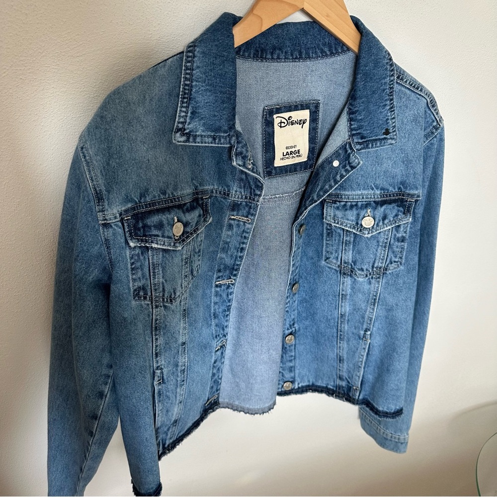 Disney Mickey Mouse Graphic Raw Hem Jean Jacket size L - Picture 3 of 12